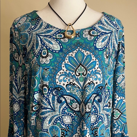Chaps Teal and Blue Paisley Women’s Dress Size 16 NWT - Picture 3 of 8